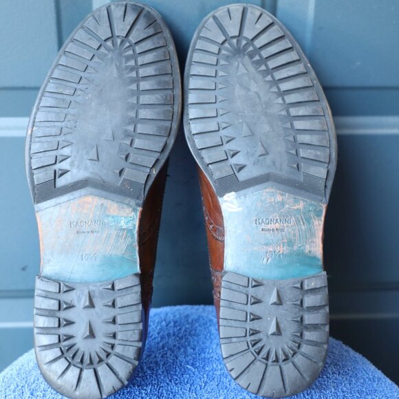 SALE - Magnanni 10.5-M Brown Burnished Wingtip Mens Dress Shoes - Picture 12 of 14